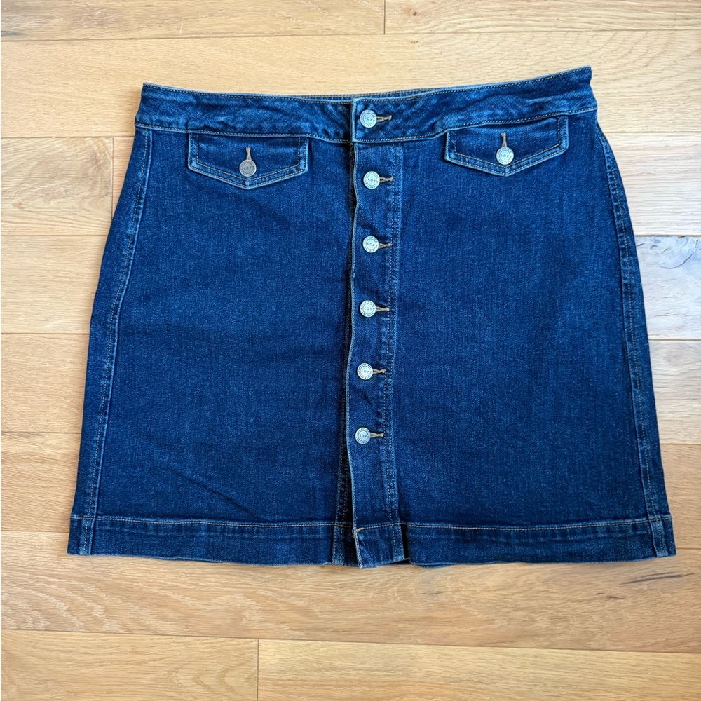 LOFT Denim Button-Front Skirt